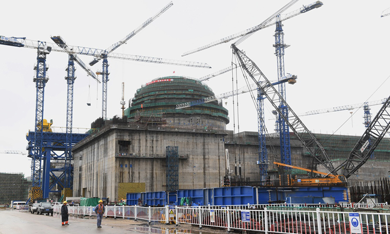 這是“華龍一號”示范工程福清核電5號機(jī)組建設(shè)現(xiàn)場。（新華社記者 林善傳 攝）