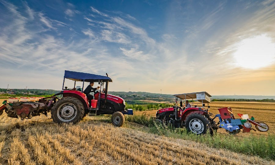 在國機(jī)集團(tuán)中國一拖集團(tuán)有限公司定點幫扶的洛陽市欒川縣潭頭鎮(zhèn)紙房村，“東方紅”機(jī)耕隊幫助村民開展“三夏”搶收、收后搶種。從人力耕種收到機(jī)械耕種收，紙房村提高的不僅僅是效率和糧食安全，還有村民的幸福指數(shù)、富裕指數(shù)和休閑指數(shù)。