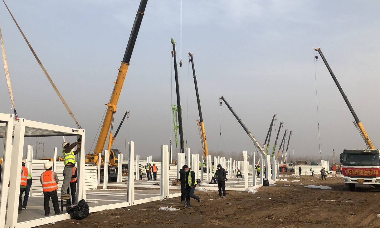 圖為1月14日，隔離點建設現場。