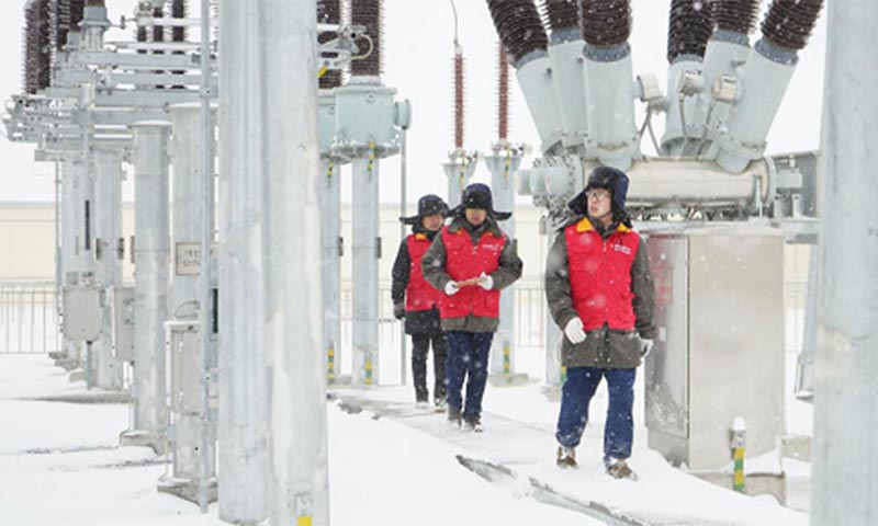 圖為國網蒙東電力共產黨員服務隊對110千伏索倫變電站開展特巡。
