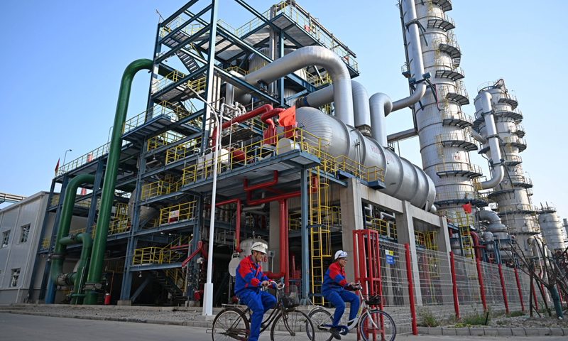 10月19日拍攝的位于天津渤化化工發展有限公司的環氧丙烷裝置。新華社記者 趙子碩 攝