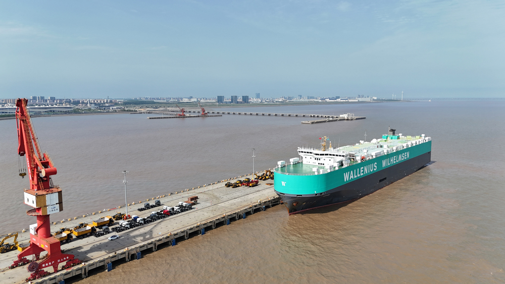 據介紹，該二期工程位于已建一期碼頭西側，共設置2個7萬噸級（GT）滾裝泊位，主要新建包括長740米、寬60米的汽車滾裝碼頭和長966米、寬18米的引橋各一座，并同步完成了港池疏浚、防撞設施建設、電氣設施等配套工程。