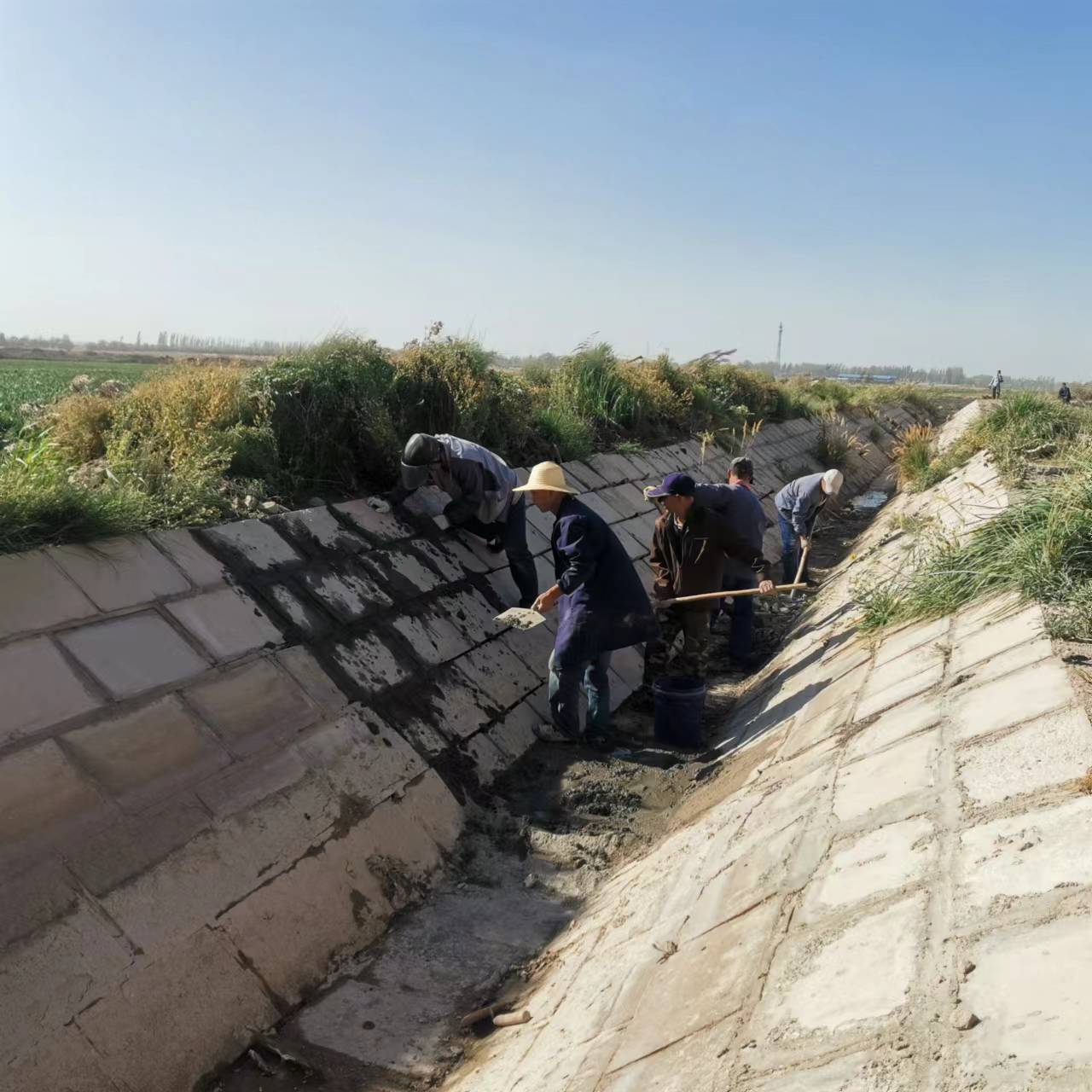 甘肅農墾飲馬農場職工在為灌溉渠道清淤。殷永林 攝.jpg 甘肅農墾飲馬農場職工在為灌溉渠道清淤。殷永林 攝.jpg