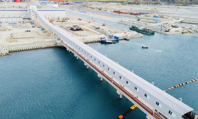 這個(gè)項(xiàng)目的實(shí)施，將有效緩解越南南部電力緊缺的局面，實(shí)現(xiàn)兩國資源的優(yōu)勢互補(bǔ)，帶動(dòng)越南電力產(chǎn)業(yè)升級，為越南的經(jīng)濟(jì)發(fā)展提供新的保障。與此同時(shí)，該項(xiàng)目在越南當(dāng)?shù)匾蔡峁┝烁嗟膭趧?dòng)力的機(jī)會(huì)，對當(dāng)?shù)氐墓I(yè)、人才培養(yǎng)都有極大的提高。圖為越南永新電廠煤碼頭至煤場的輸煤棧橋。（劉挺 攝）